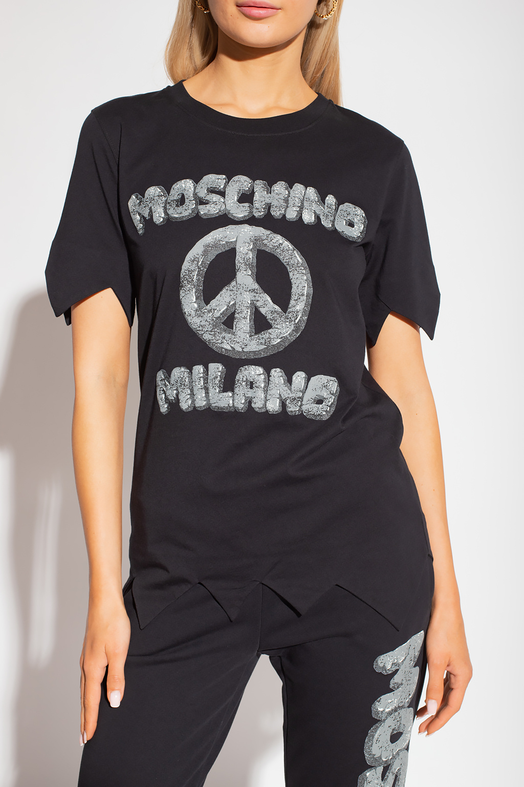 Moschino baby stretch cotton sweatshirt with all over logo
